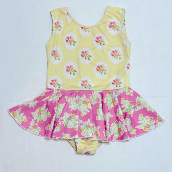 SweetHoney Other - Girls size 6 SweetHoney “Skirted Leotard” floral print pink / yellow